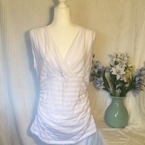 Ann Taylor White Faux-Wrap Tank